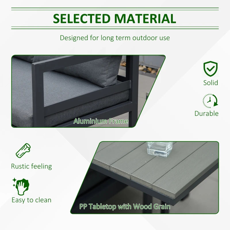 5-Piece Aluminium Framed Sofa With Black Cushions