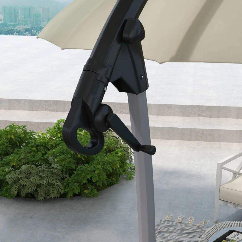 Beige 2.7m Cantilever Parasol with Cross Base