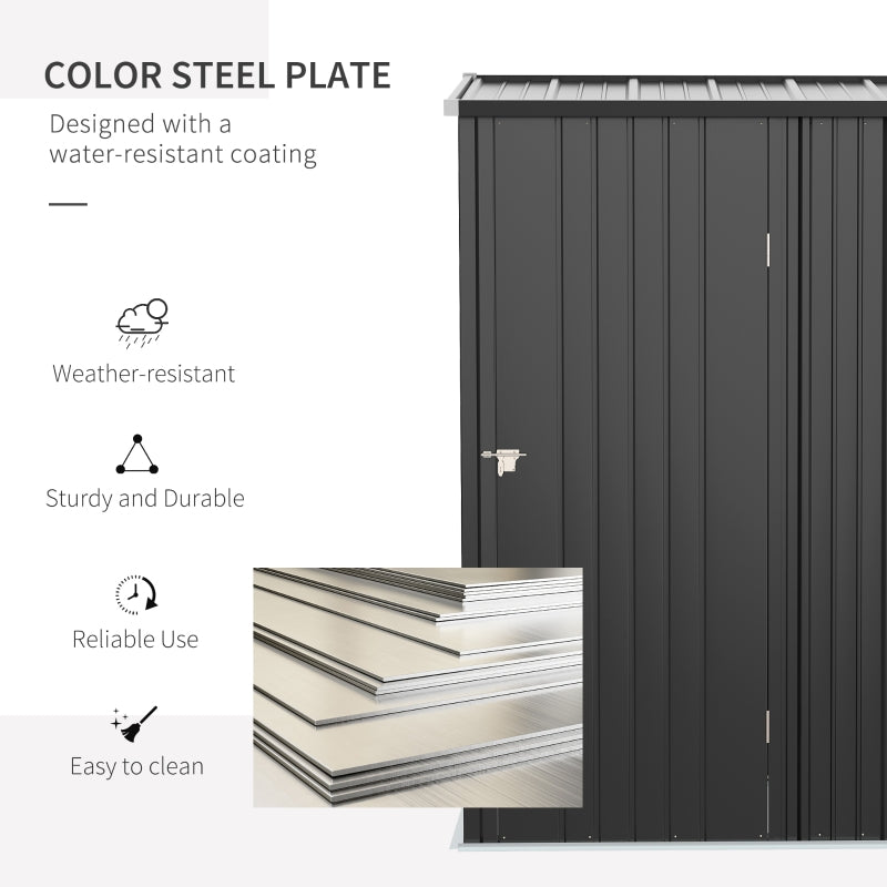 5.3ft x 3.1ft Black Metal Shed