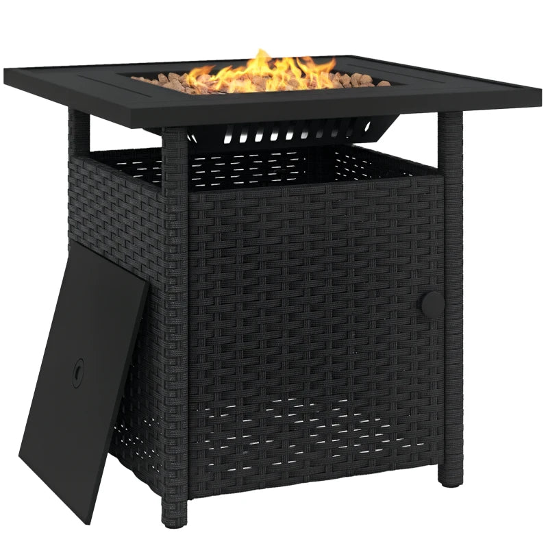 50,000 BTU Black Fire Pit Table with Cover - 72.5 x 72.5cm Outdoor Heating Solution