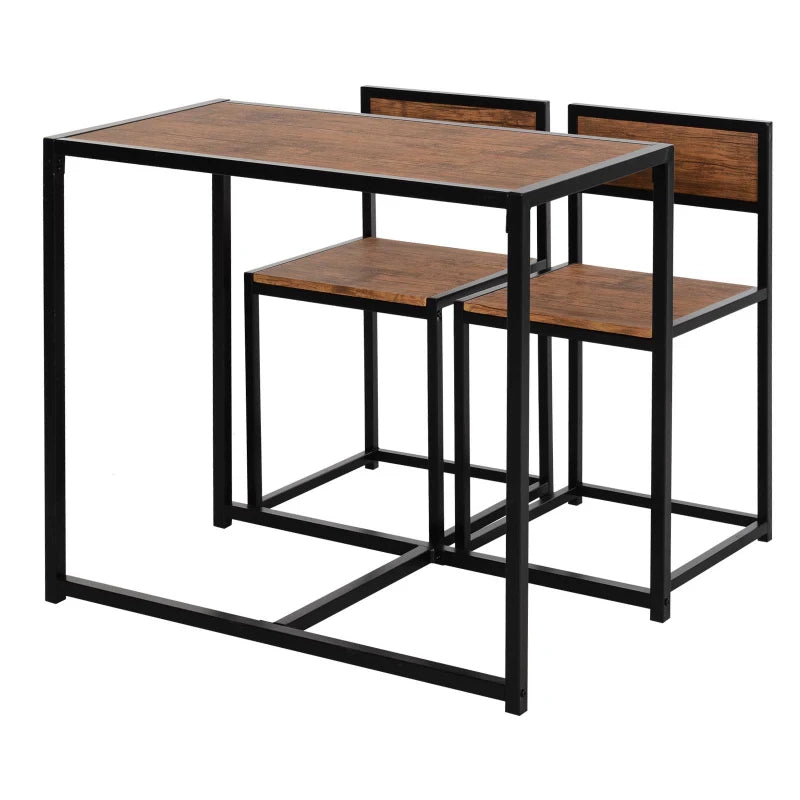 Compact Dining Table and Chairs Set for Small Spaces - Rectangular Steel Frame with Natural Finish - Ideal for Kitchens