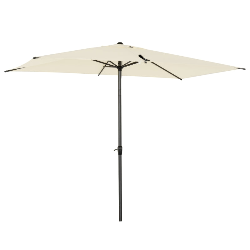 Beige Rectangular Garden Parasol with Aluminium Pole & Crank