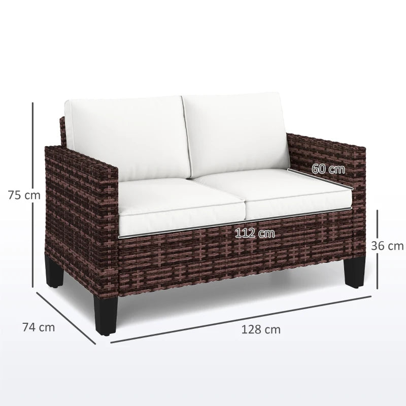 Brown Two-Seater Rattan Outdoor Sofa - Stylish and Comfortable Garden Furniture