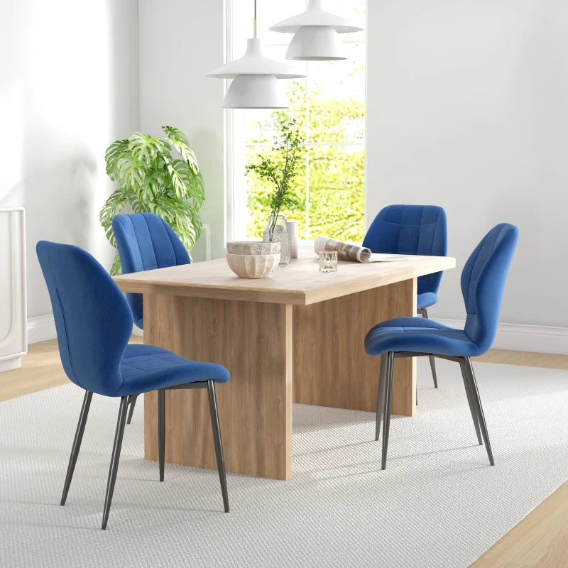 Set of 4 Dark Blue Velvet Tub Dining Chairs - Stylish Relaxed Design for Modern Home Decor