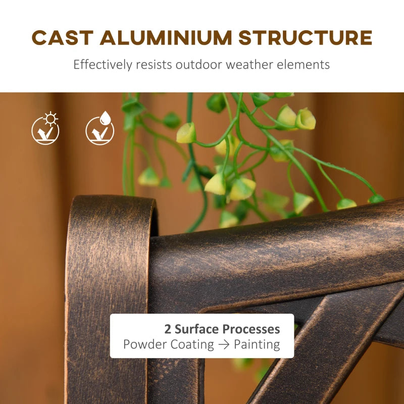 Bronze 2-Seater Cast Aluminium Outdoor Garden Bench