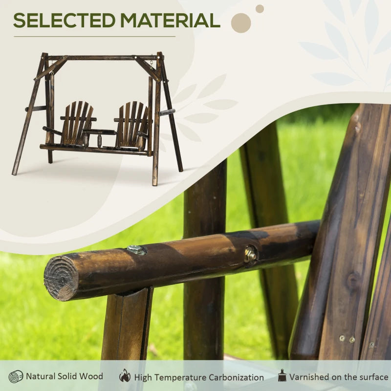 Carbonized Wood Swing Chair, 198x135x170 cm