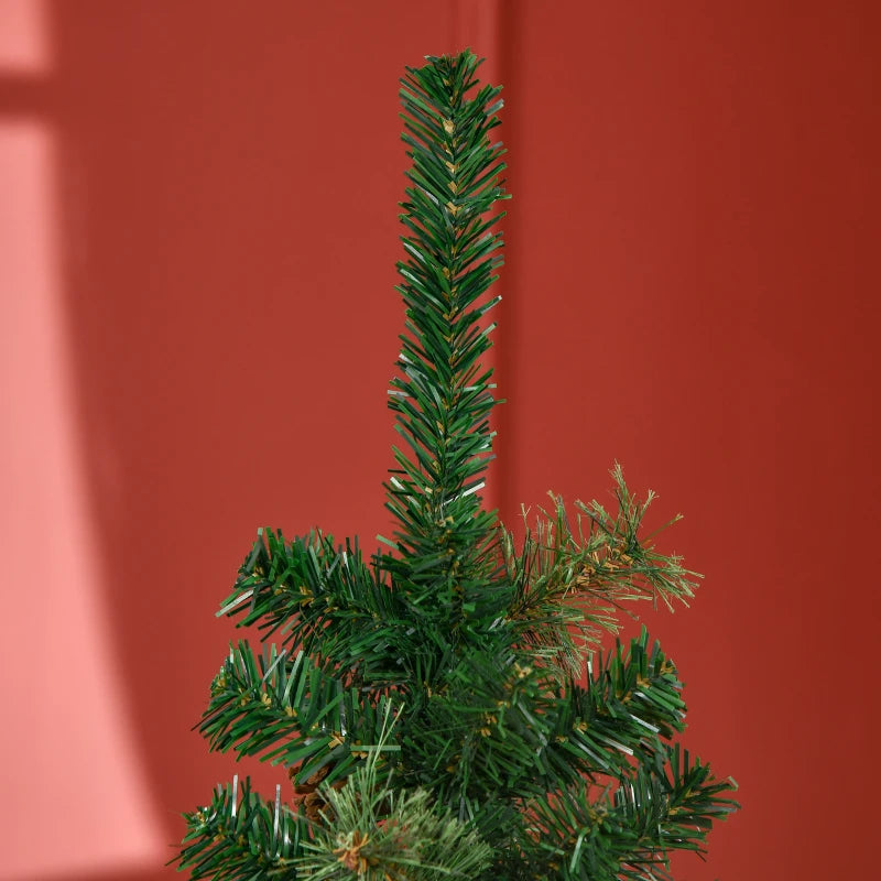 5.5FT Slim Pencil Artificial Christmas Tree with Realistic Branches, Pine Cones & Needles - Perfect Xmas Decoration, Green