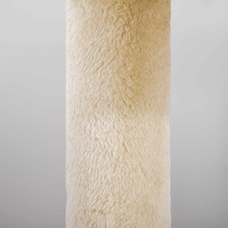 104 cm Cat Tree Condo Tower - Plush Perch, Scratching Posts & Hanging Ball - Cream White Activity Centre for Cats