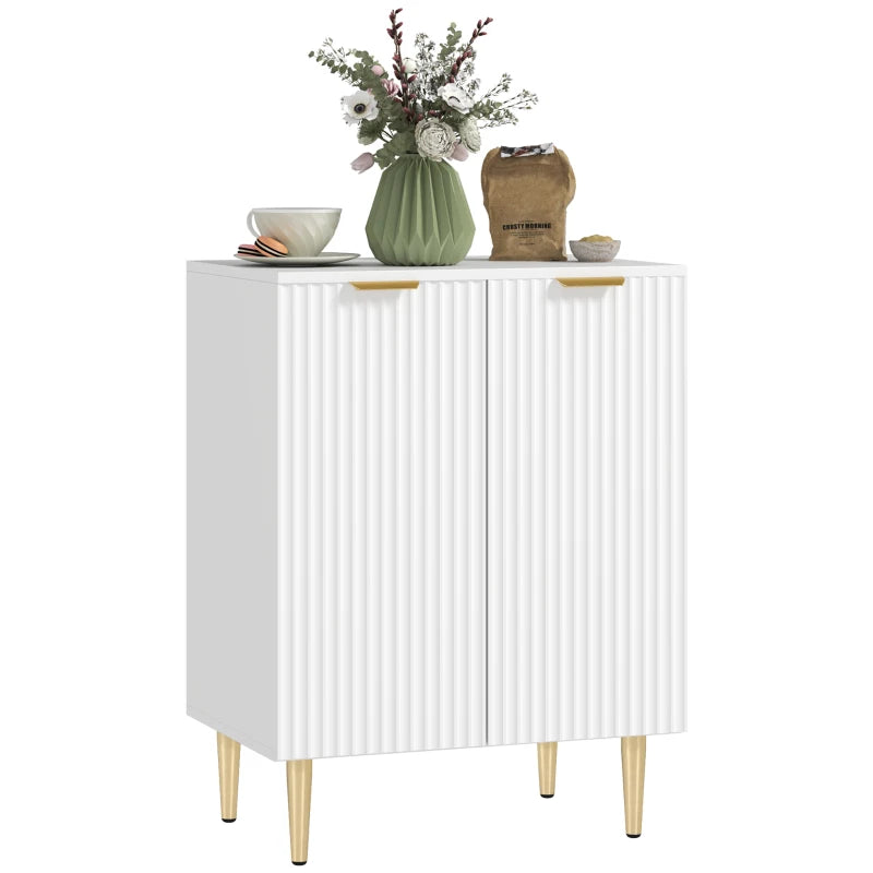Adjustable White Shelf Sideboard - Modern Storage Cabinet with Versatile Shelves for Living Room, Dining Room, or Office