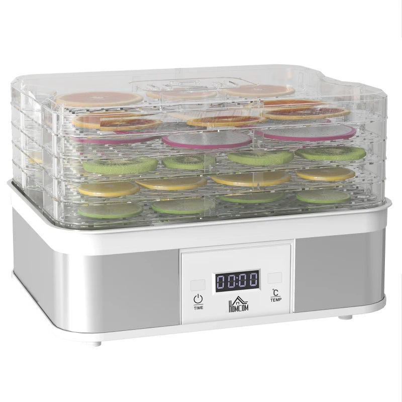 5-Tier Stainless Steel Food Dehydrator - 245W Adjustable Temperature & Timer, LCD Display for Fruits, Vegetables, Jerky & Pet Treats