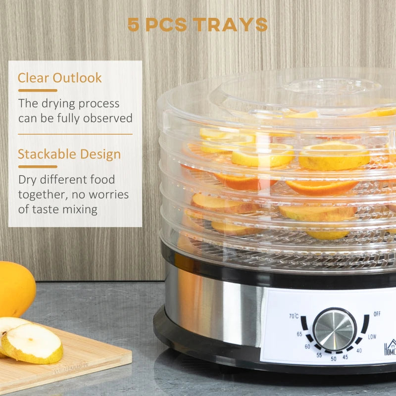 Premium Five-Tray Food Dehydrator for Healthy Snacks - Adjustable Temperature, BPA-Free, Perfect for Fruits, Vegetables, and Jerky
