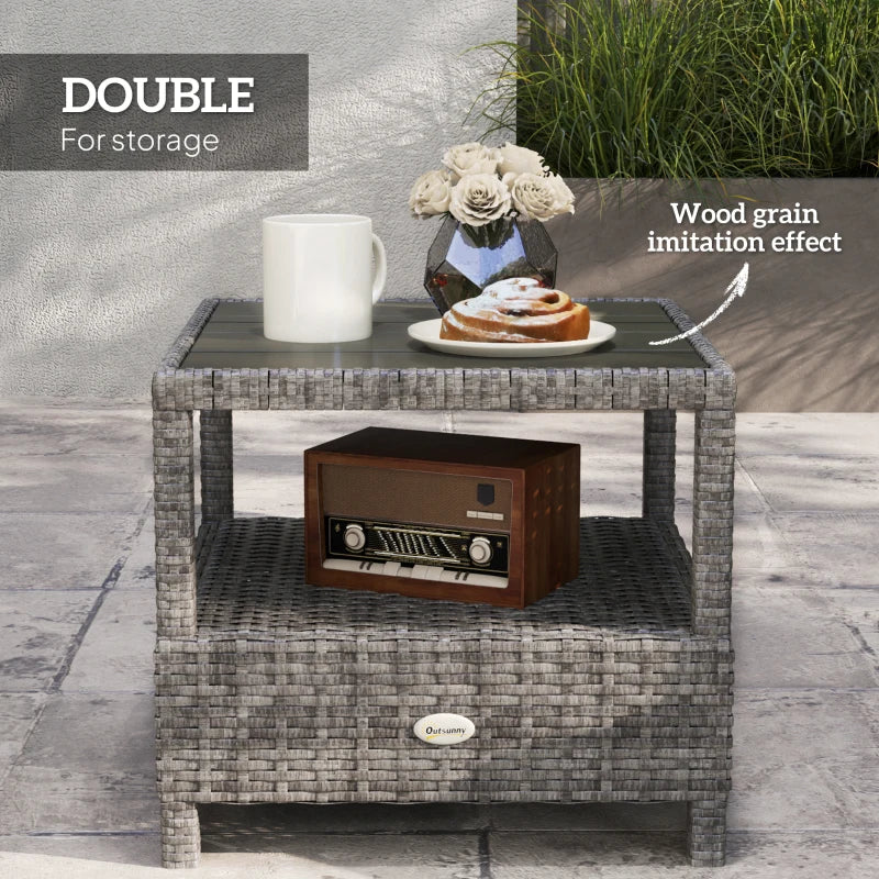 2 Seater Grey Rattan Wicker Chaise Lounge Sofa Set with Cushions for Patio Garden Porch