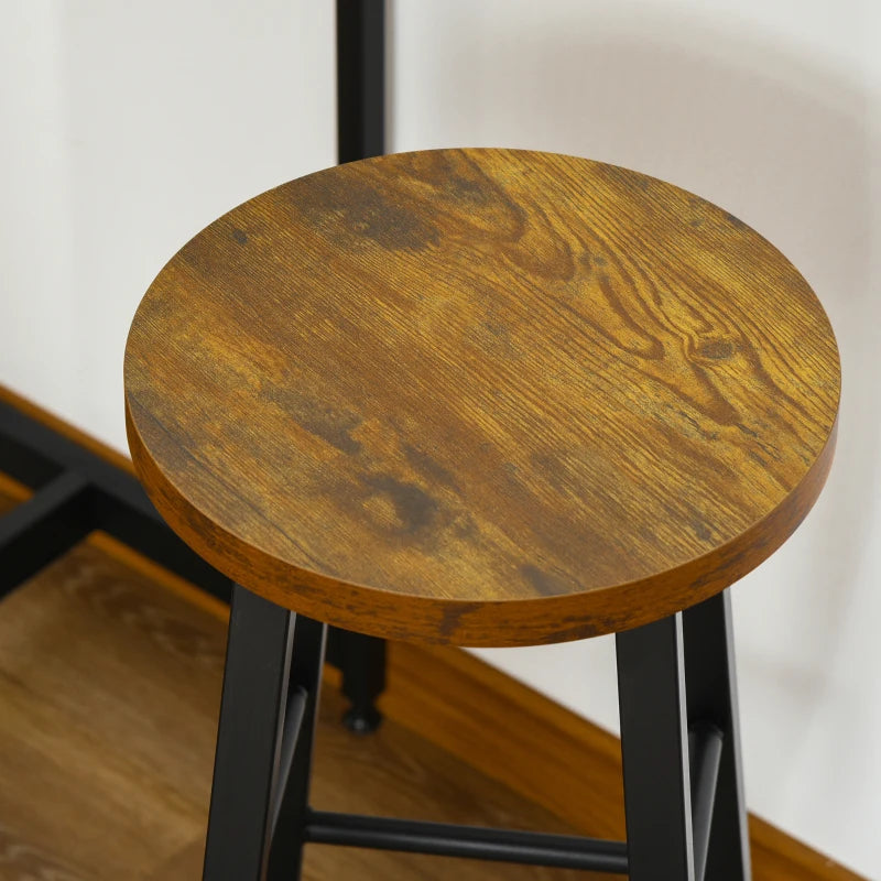 Industrial Bar Table Set for 2 - 3 Piece Pub Table & Bar Stools with Storage Shelf for Kitchen & Dining
