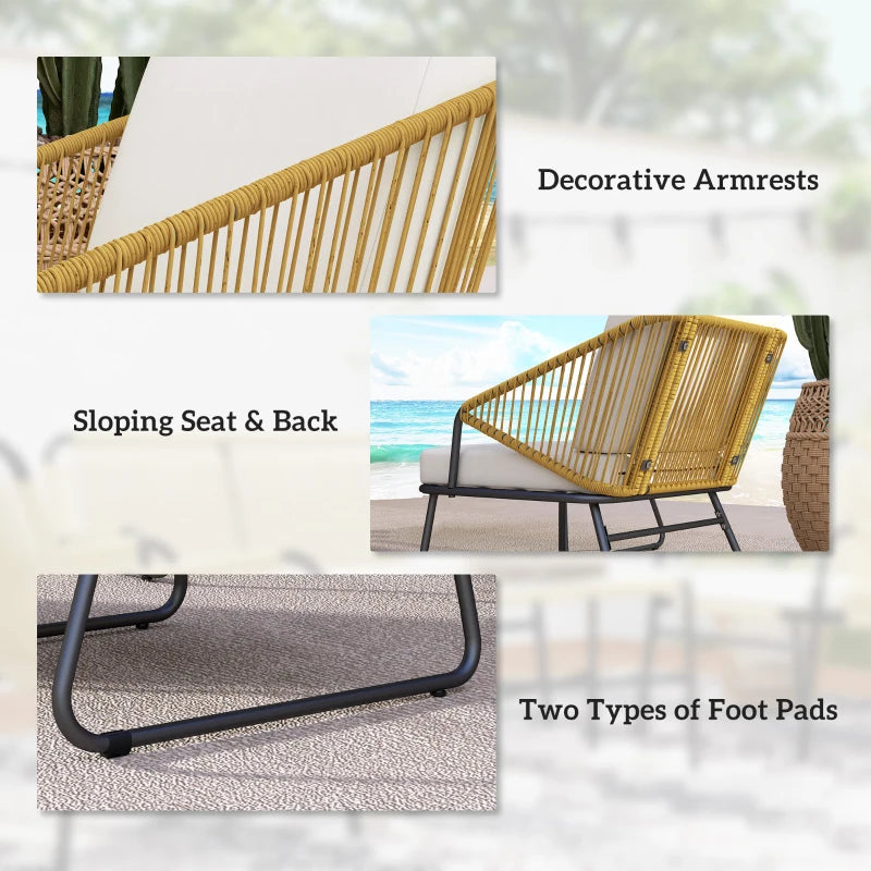 4 Piece Rattan Garden Furniture Set - Brown Rattan Chairs - Ideal for Patio, Conservatory and Balconies