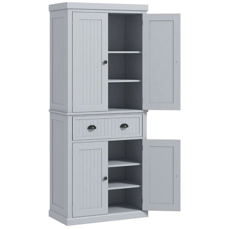 Freestanding Multi-Storage Kitchen Cabinet in Stylish Grey for Organized Cooking Space