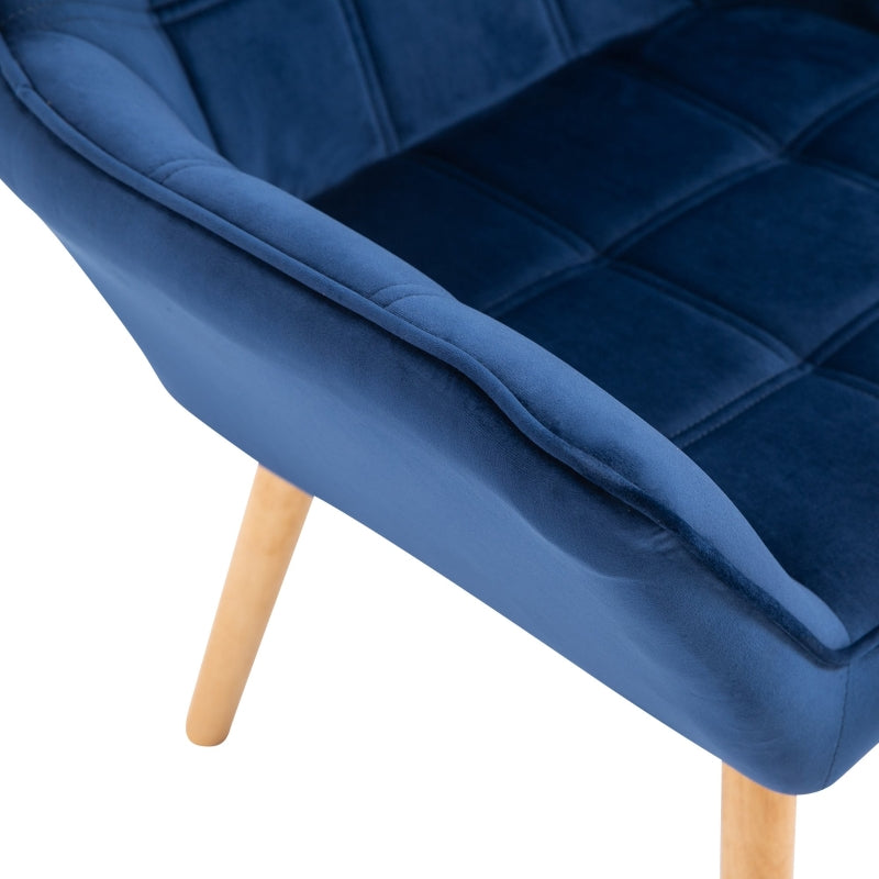 Stylish Accent Armchair Set with Wide Arms and Slanted Back for Bedroom or Living Room Seating in Blue