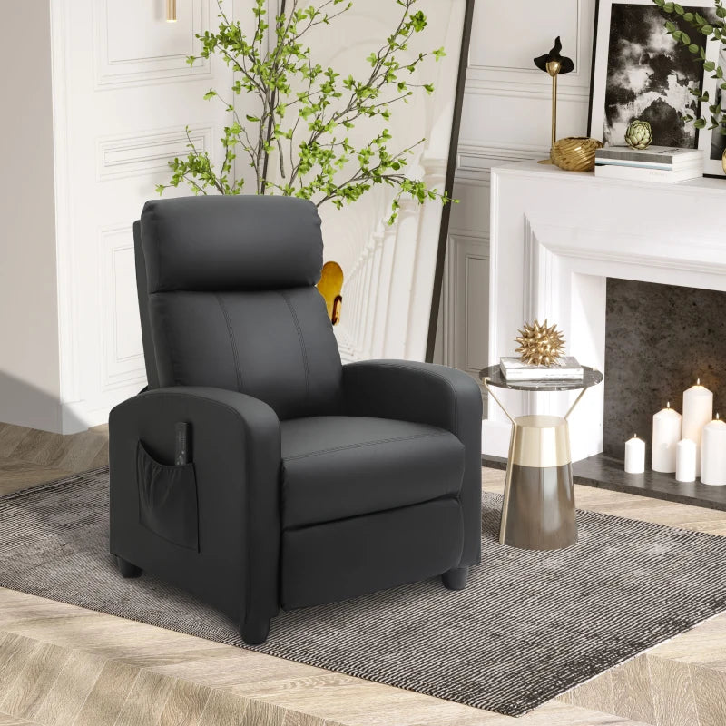 Massage Recliner Armchair in Faux Leather with Adjustable Leg Rest and Side Pocket for Living Room