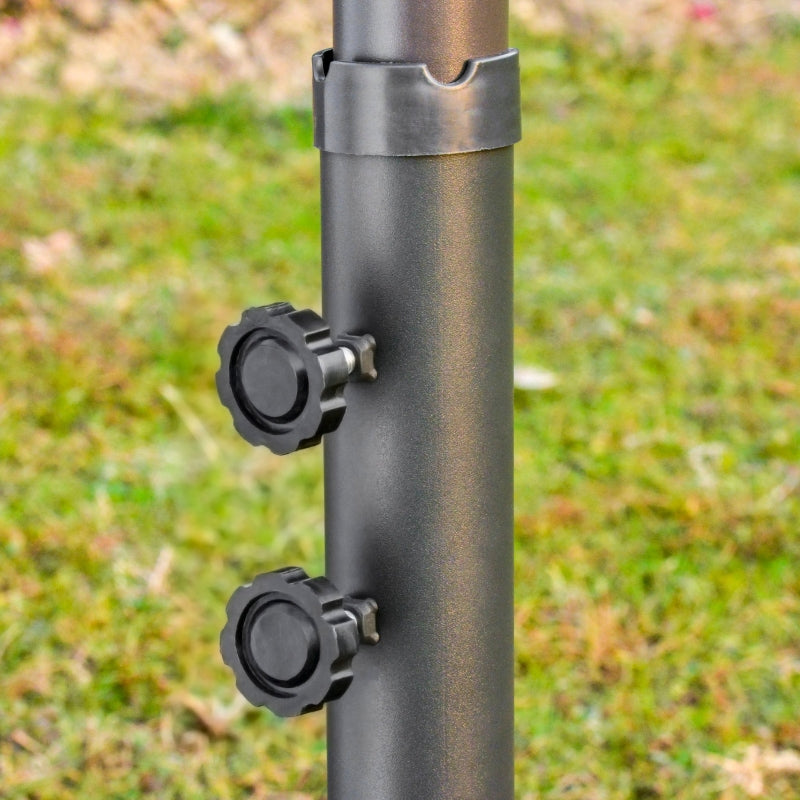 Double-Sided Off-White 4.6M Sun Umbrella Canopy with Crank and Cross Base