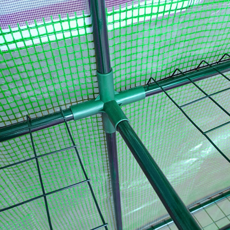 Green Walk-In Outdoor Greenhouse with Windows and Doors, 3 Tiers, 4 Shelves - 200x100x215cm