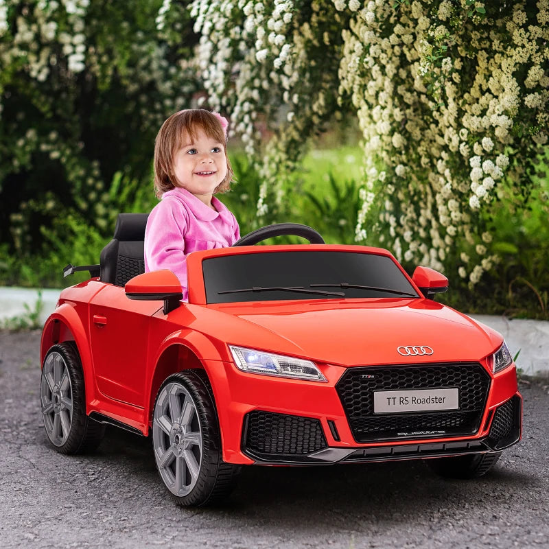 Kids Licensed Audi TT 12V Ride-On Car with Remote, Suspension, Headlights & MP3 Player - Red, 3km/h Speed