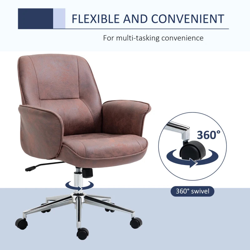 Vinsetto Red Office Chair - Ergonomic Swivel Desk Chair with Armrests & Rolling Wheels for Home & Work