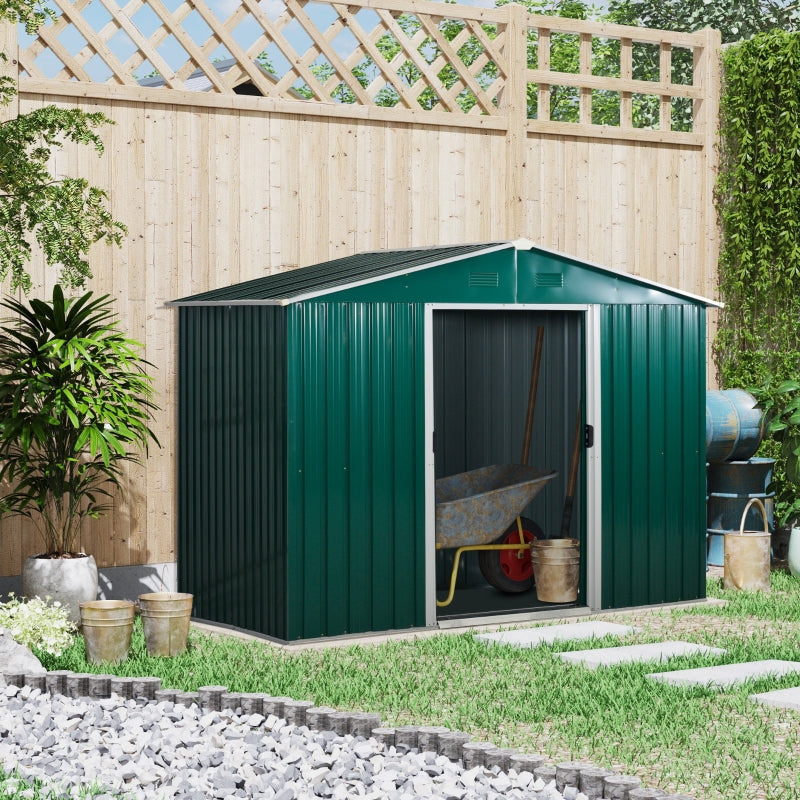 Dark Green Metal Garden Shed - 7.7 x 5.5ft