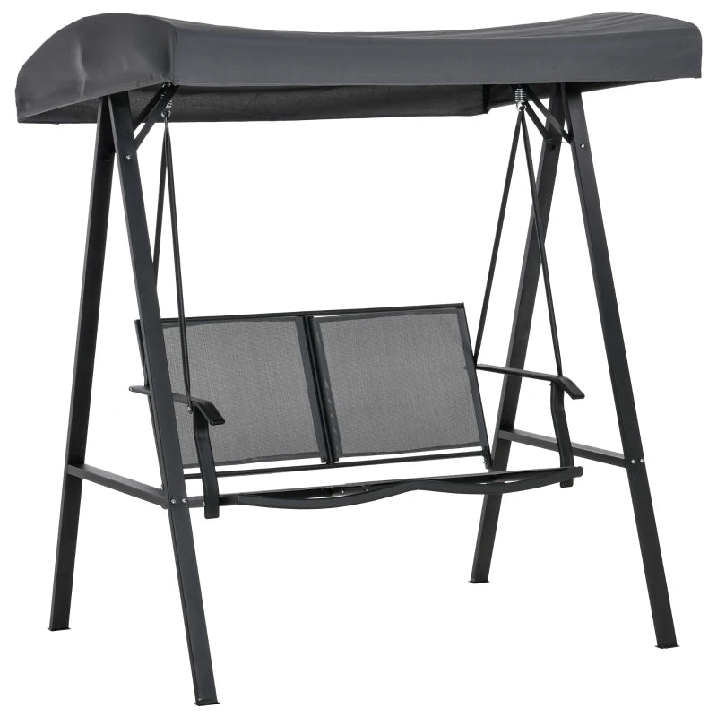 Dark Grey 2-Seater Outdoor Swing Chair with Adjustable Canopy