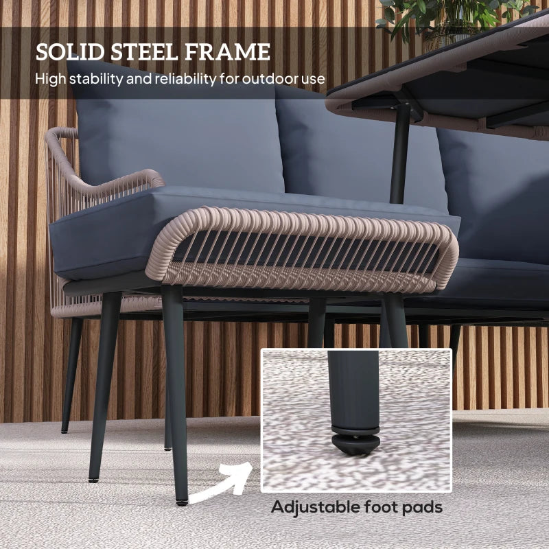 6-Piece Brown and Grey Rattan Garden Sofa Set - Strong and Durable Outdoor Furniture