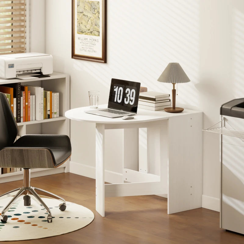 Folding Drop Leaf Dining Table for Small Spaces - Oval Ash Wood-Effect Tabletop for Dining Room