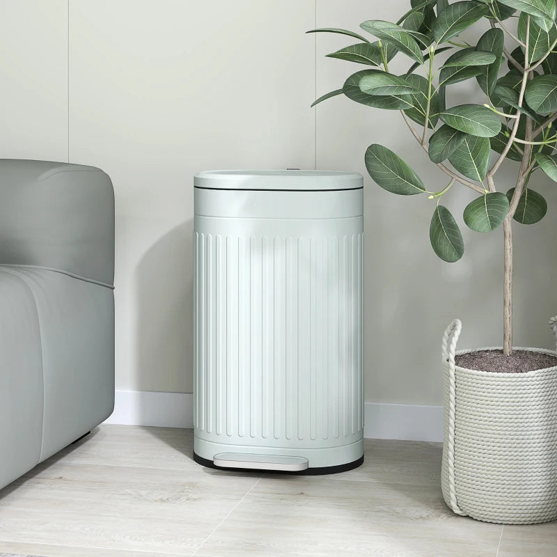 Light Green 30L Metal Kitchen Bin with Soft-Close Lid - Stylish & Durable Waste Container for Home & Office
