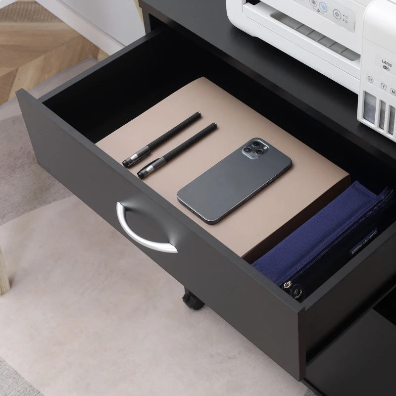 Vinsetto Mobile Printer Stand with Storage Drawer & Open Shelf - Home Office Cabinet, 60cm x 39cm x 80cm, Black