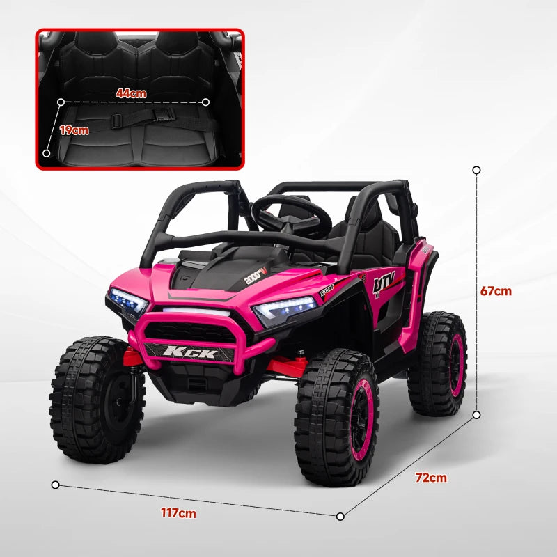 Pink 2 Seater Electric Ride On Truck with Remote Control 24V Battery Powered Car