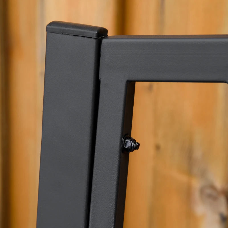 Metal Garden Loveseat Bench - 2-Seater, Decorative Backrest, Ergonomic Armrest - Black