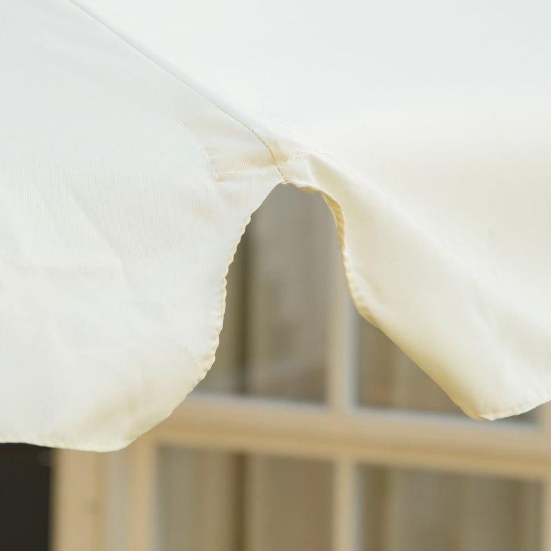 Beige Garden Patio Umbrella with Bamboo Ribs and Ruffles