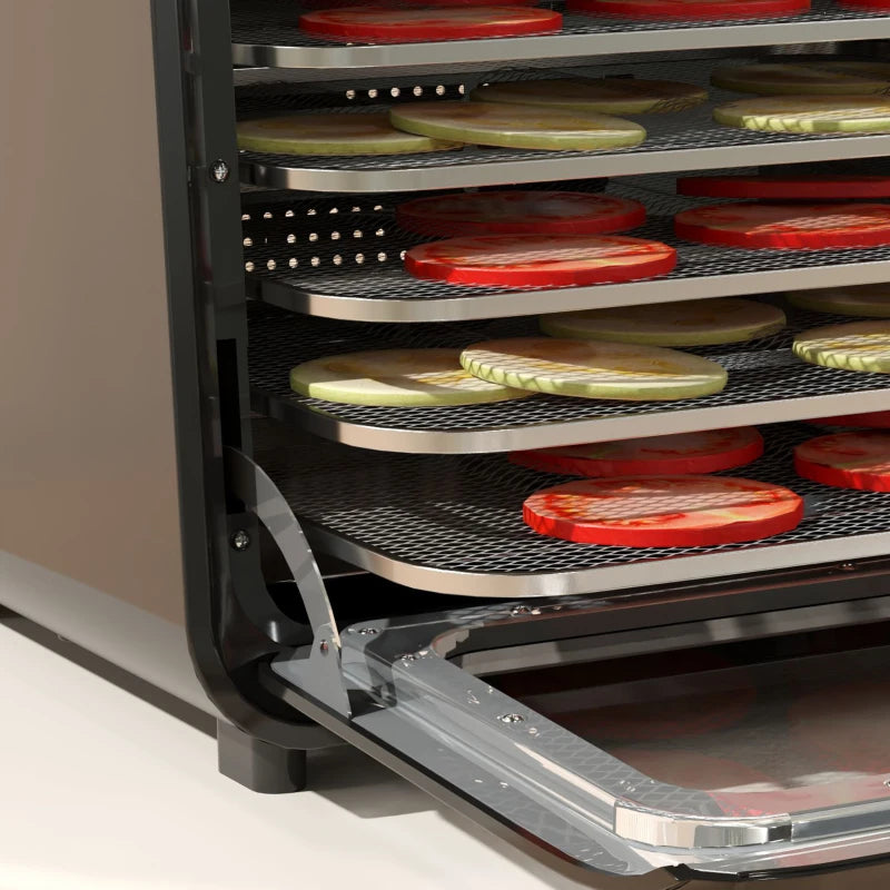 Premium 6-Tray Food Dehydrator - Adjustable 35-70°C Temperature Control - Black - Perfect for Healthy Snacks & Preserving Food