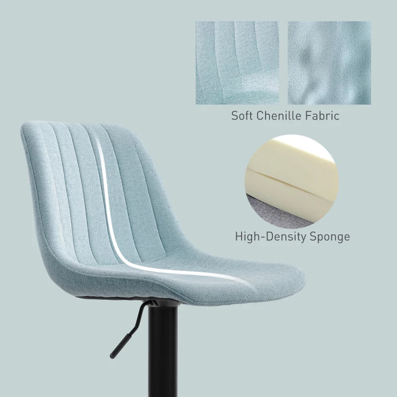 Set of 2 Blue Chenille-Feel Tub Bat Stools - Stylish, Comfortable, and Durable Bathroom Seating
