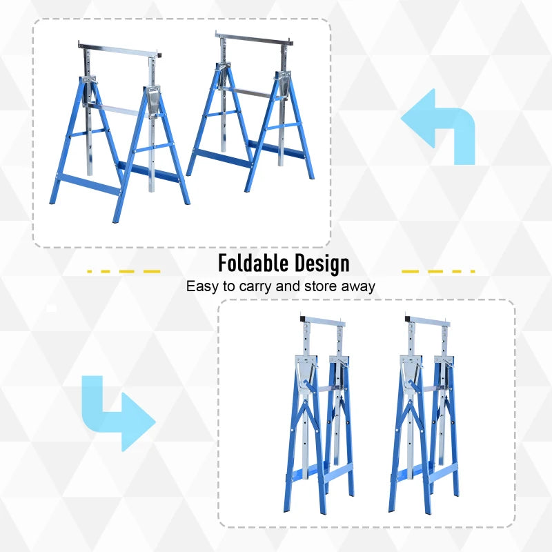 Blue Adjustable Telescopic Builders Trestle for DIY Projects