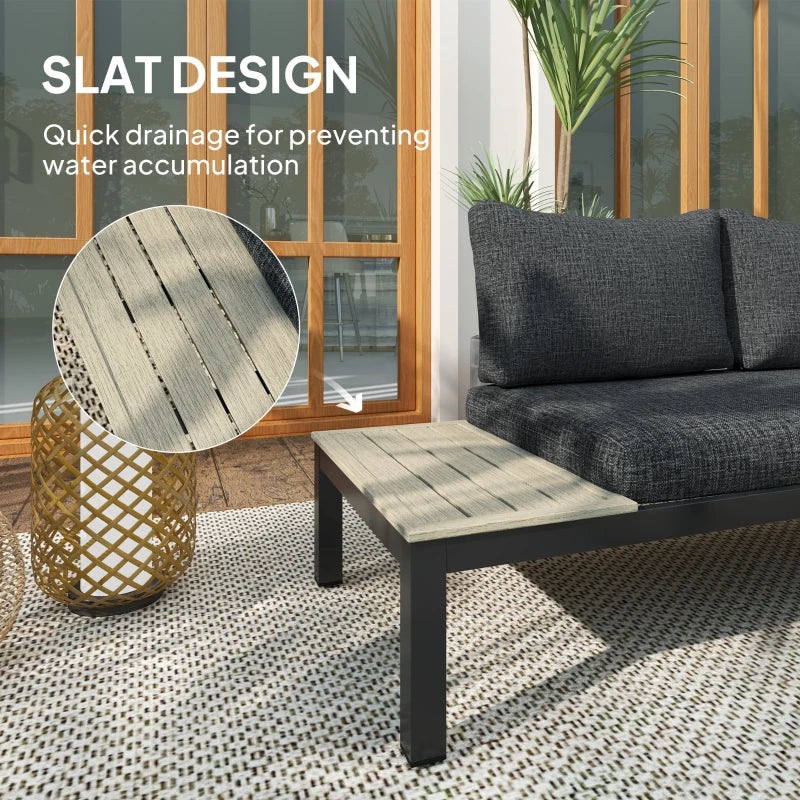 Aluminium 4 Seater Outdoor Corner Sofa Set with Cushions and Coffee Table