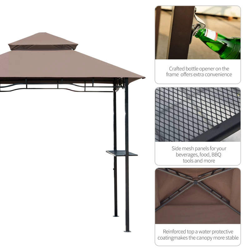 Double-Tier Coffee BBQ Gazebo - 2.5M (8ft) Grill Canopy