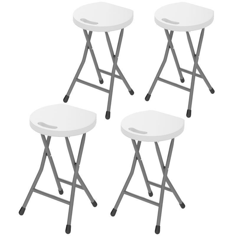Set of Four White Folding Carry Stools - Compact and Lightweight Design