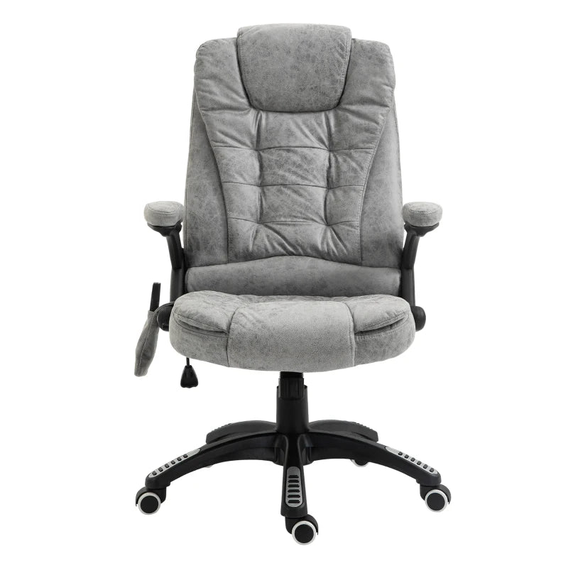 Vinsetto Heated Massage Recliner Chair - 6 Massage Points, 360° Swivel, Microfiber Office Chair, Grey Comfort