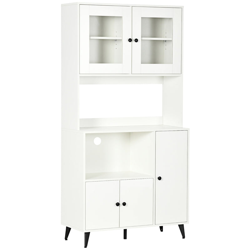 Modern Freestanding Kitchen Cupboard - 180cm White Storage Cabinet with Doors & Adjustable Shelves for Stylish Organization