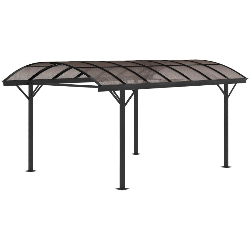 5m x 3m Hardtop Gazebo Aluminium Pavilion Carport With Brown Polycarbonate Roof