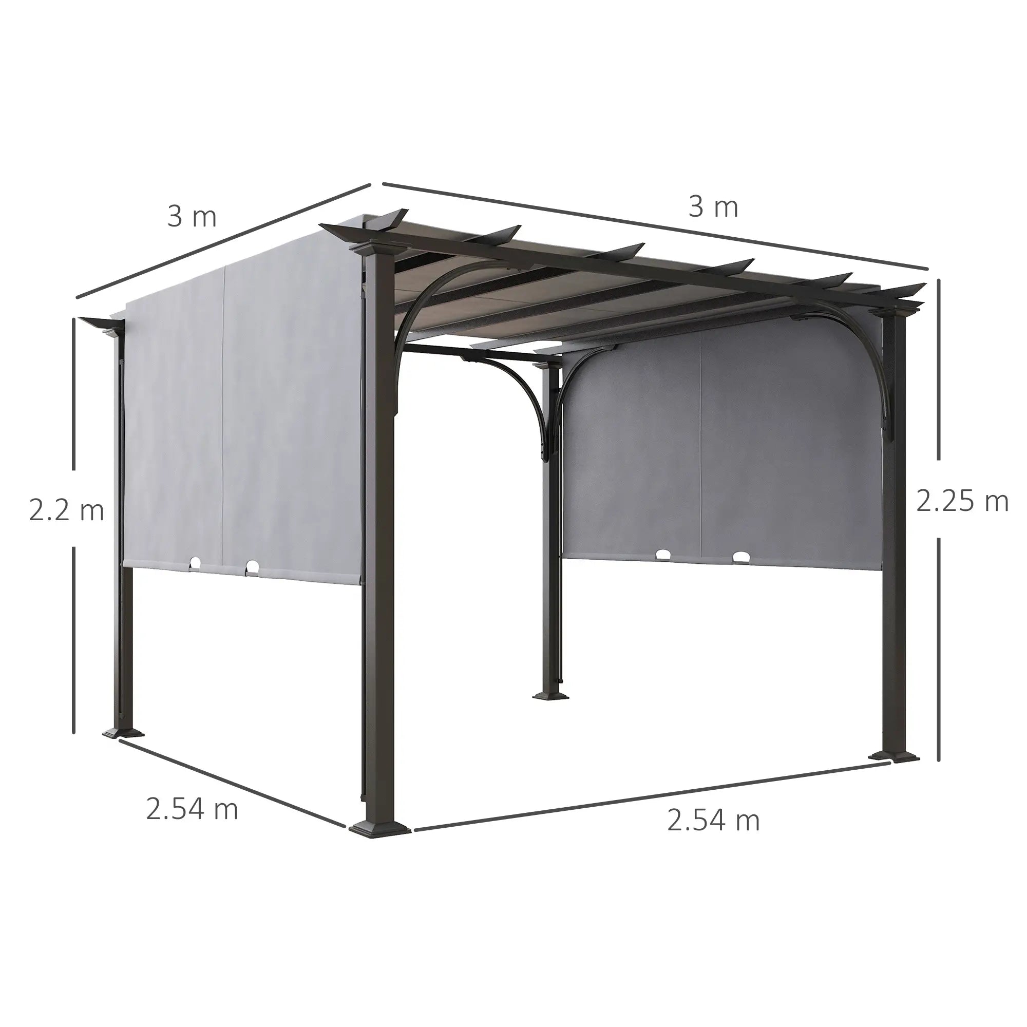3m x 3m Grey Metal Pergola