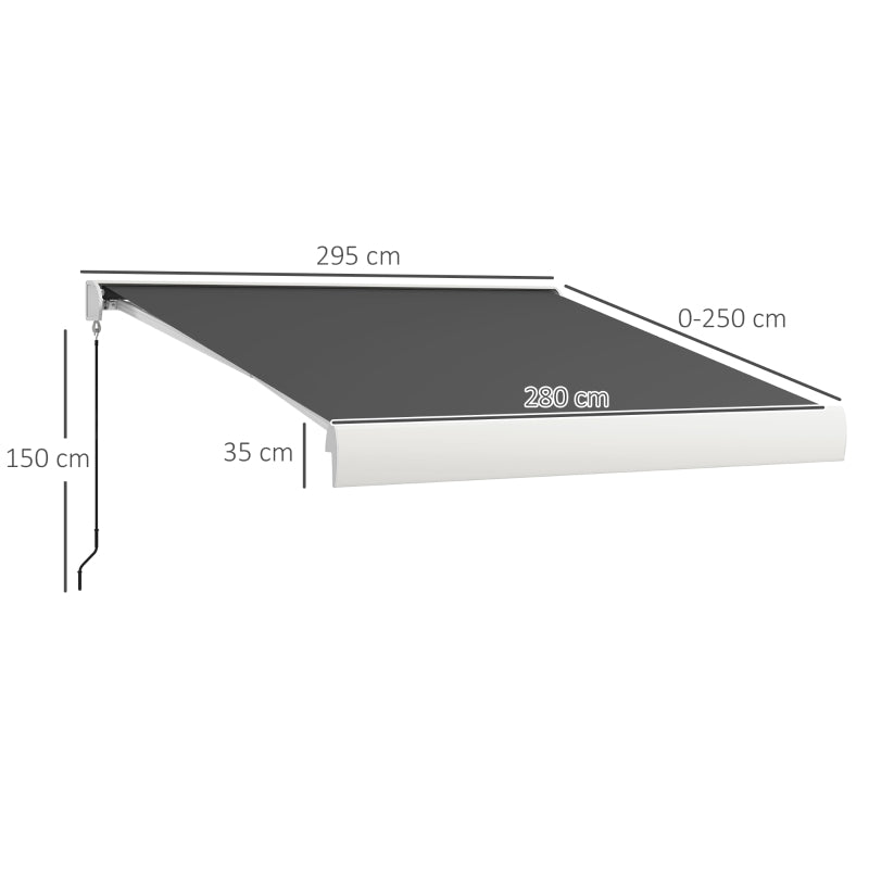 Grey 2.5m x 3m Electric Cassette Awning With Manual Handle & Remote Controller