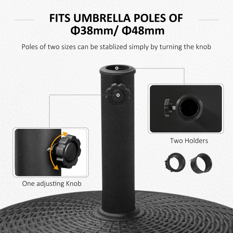 Black Resin Patio Umbrella Base with Wheels