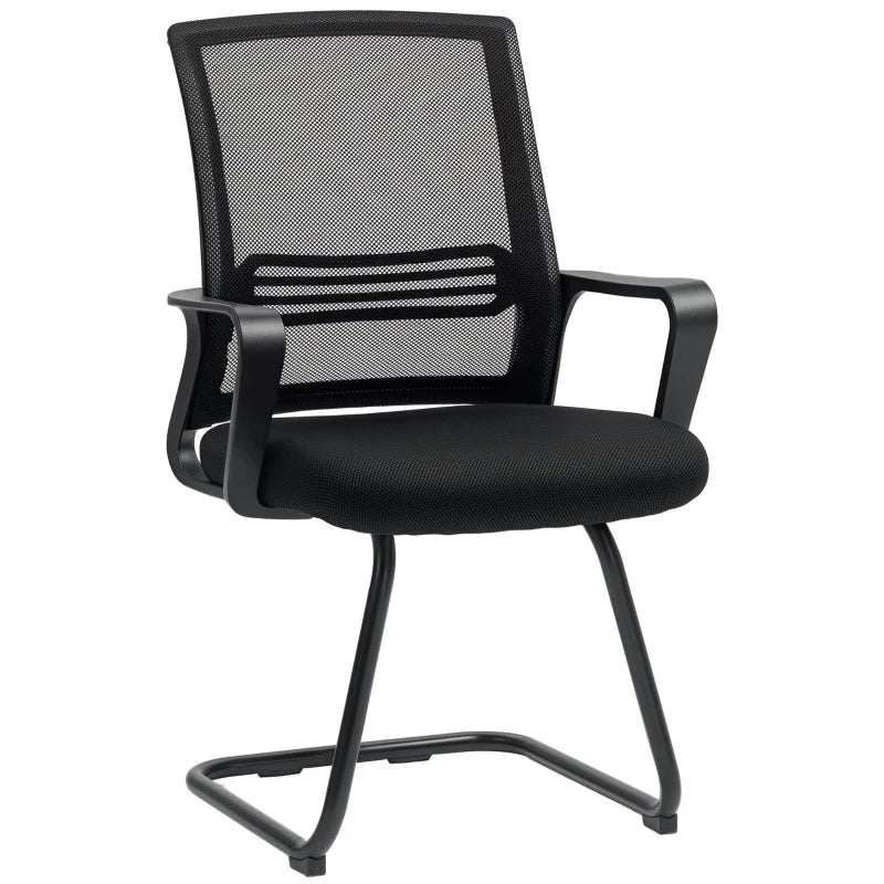 Ergonomic Padded Office Chair with Sled Base for Home Conference Room and Waiting Areas Black