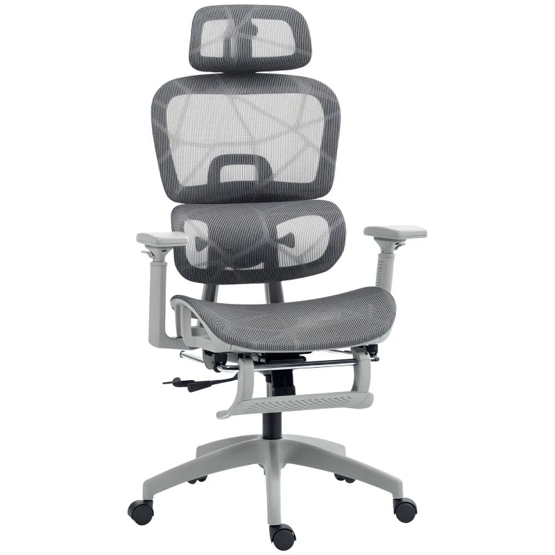 Ergonomic Multi-Adjustable Grey Mesh Office Chair for Ultimate Comfort and Support - Perfect for Home and Office Use