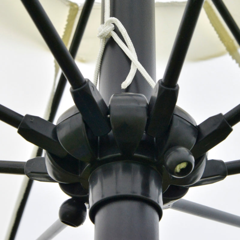 Cream White Tilting Garden Parasol Umbrella with Glass Fibre Ribs