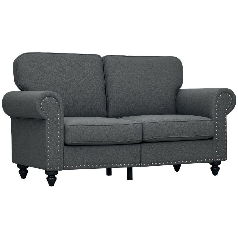 Mid-Century Two-Seater Sofa with Pocket Springs in Charcoal Grey - Stylish and Comfortable Seating